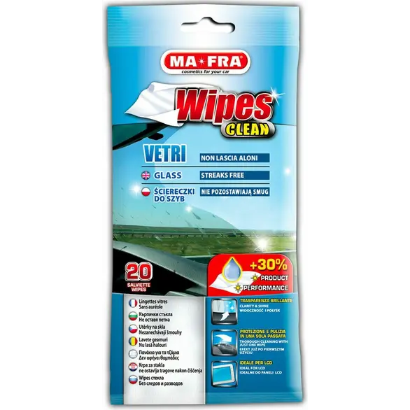 MA-FRA WIPES 20 Lingettes nettoyantes pour vitres de voiture Lingettes Propre...