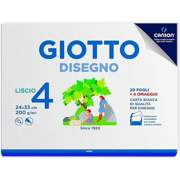 Carnet de croquis Giotto Disegno 4 200 g - 24x33 cm Lisse 24 Feuilles 583500