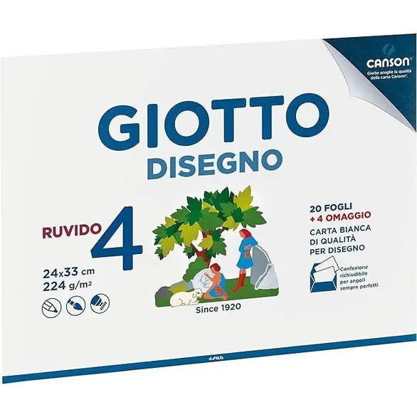 Carnet de croquis Giotto Disegno 4 224 g - 24x33 cm rugueux 24 feuilles 583400