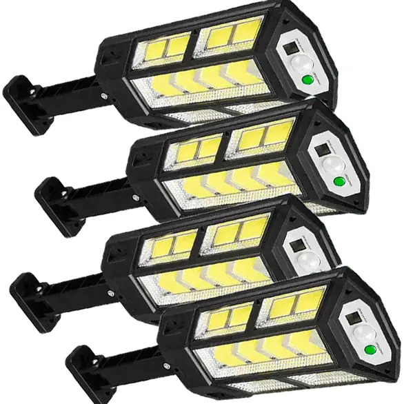 4x lampadaire LED solaire capteur de mouvement phare extérieur télécommande IP65