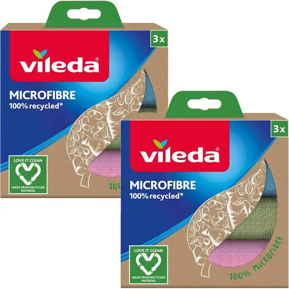 2 paquets de 3 pièces de chiffons polyvalents ECO Vileda en microfibre 100 %...