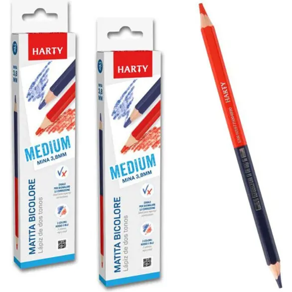 24x crayons de couleur bicolores rouge bleu 2 couleurs mine moyenne 3,8 mm école