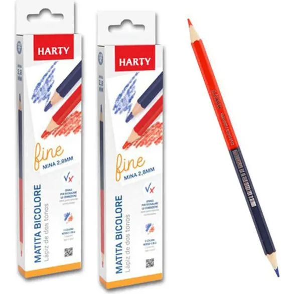 24x crayon de couleur bicolore rouge bleu 2 couleurs école bureau mine fine...
