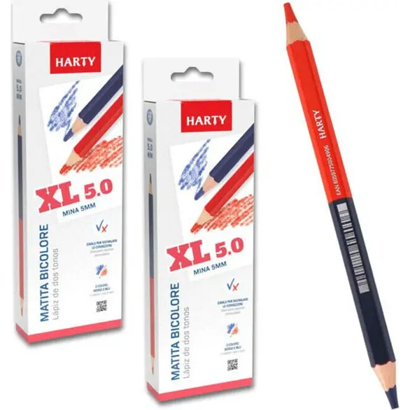 24x crayon de couleur bicolore rouge bleu 2 couleurs mine maxi 5 mm école bureau