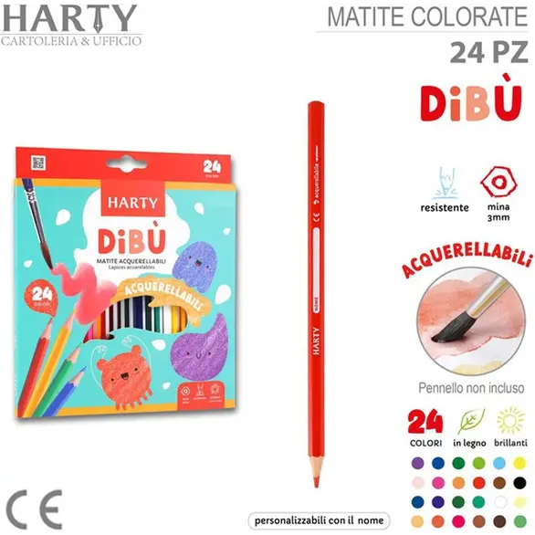 Crayons de couleur aquarelle, taille 12/24, étui pour enfants, couleurs...