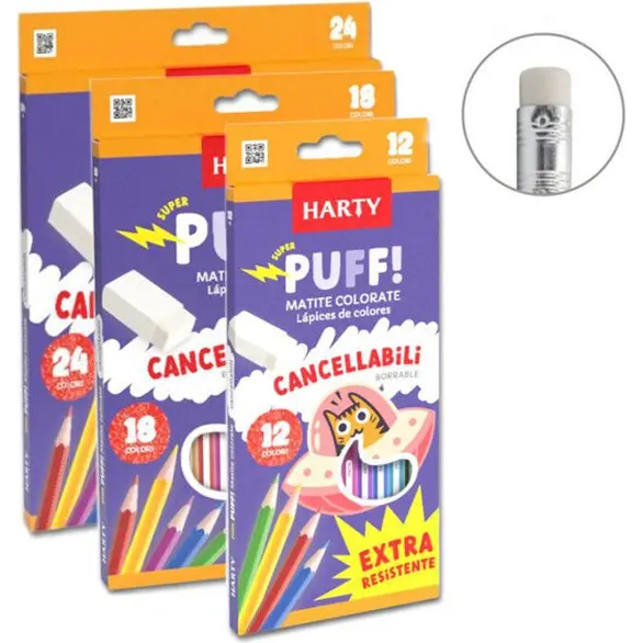 Crayons de couleur de 12/18/24 Trousse à crayons effaçable pour enfants (12...