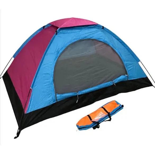 Tente de camping 200x200x135 cm 4 personnes porte zippée multicolore