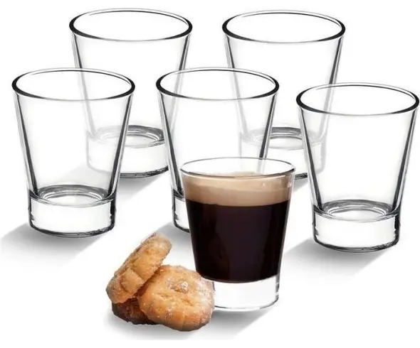 6x Tasses à Café Modèle Caffeino Espresso 8.5cl Verres en Verre Transparent
