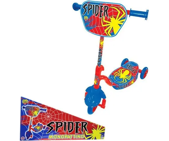 Trottinette jouet Spider pour enfant +2 ans 3 roues 60cm bleu rouge
