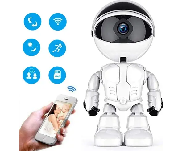 Caméra robot Wi-Fi Surveillance vidéo sans fil Caméra de sécurité à domicile