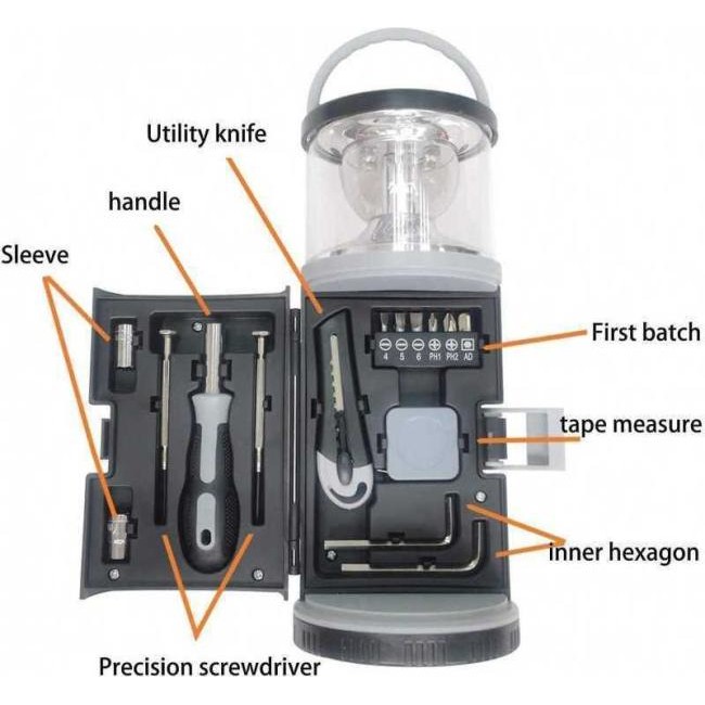 Kit d\'éclairage de lanterne de camping portable 15 en 1 Vintage Light Tools...