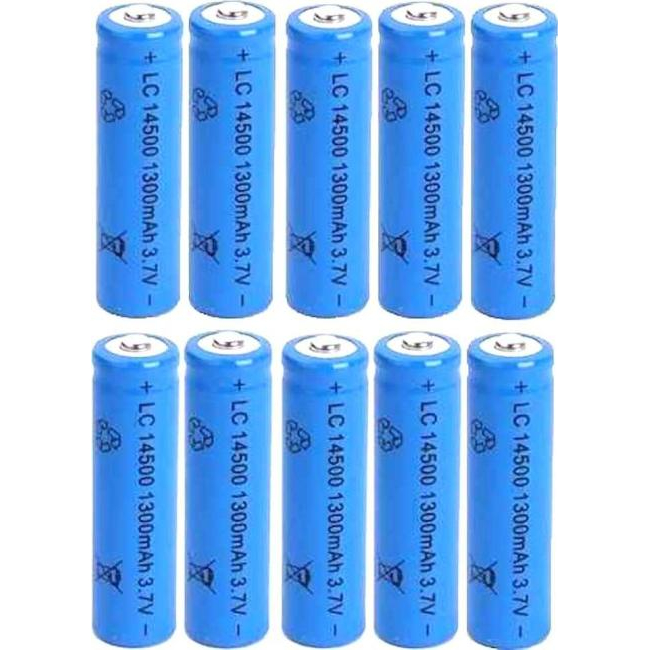 10x Batterie rechargeable LC 14500 1300mAh 3.7V bleu 14x50mm