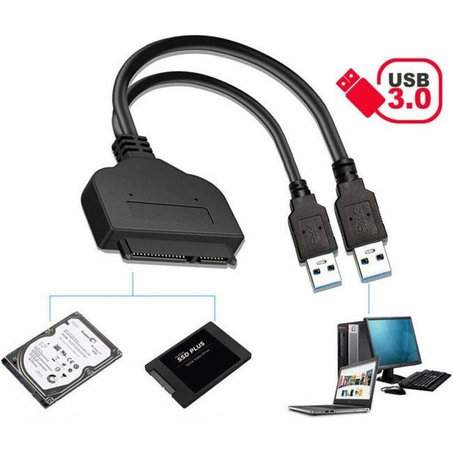 Adaptateur de câble de convertisseur de disque dur PC 2 ports USB vers SATA...